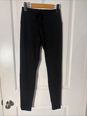 PINK Victoria's Secret Black High-Waist Lace-Up Leggings